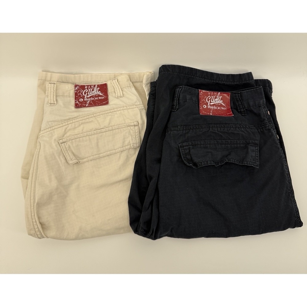 Lot Of 2 VNTG Y2K G Unit Shorts 34 Baggy Loose Hip Hop Rap Streetwear Black‎